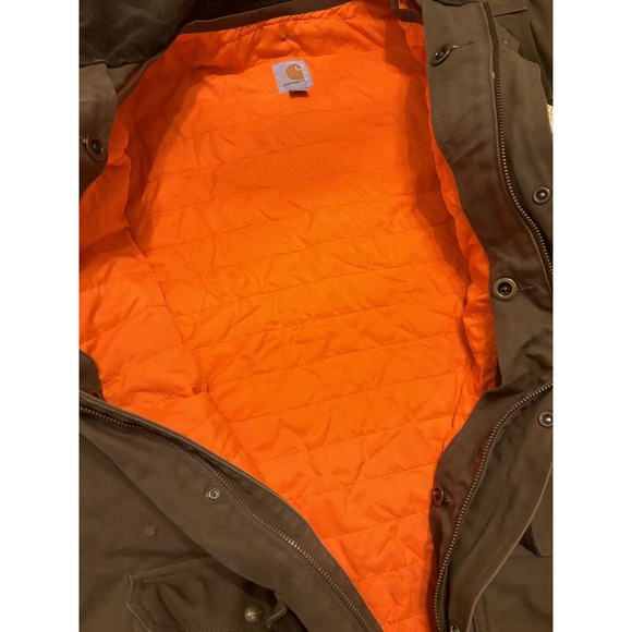 CARHARTT Field Jacket Mens Waterproof Lined Swing Canvas Chore Coat Brown XL - Picture 3 of 5